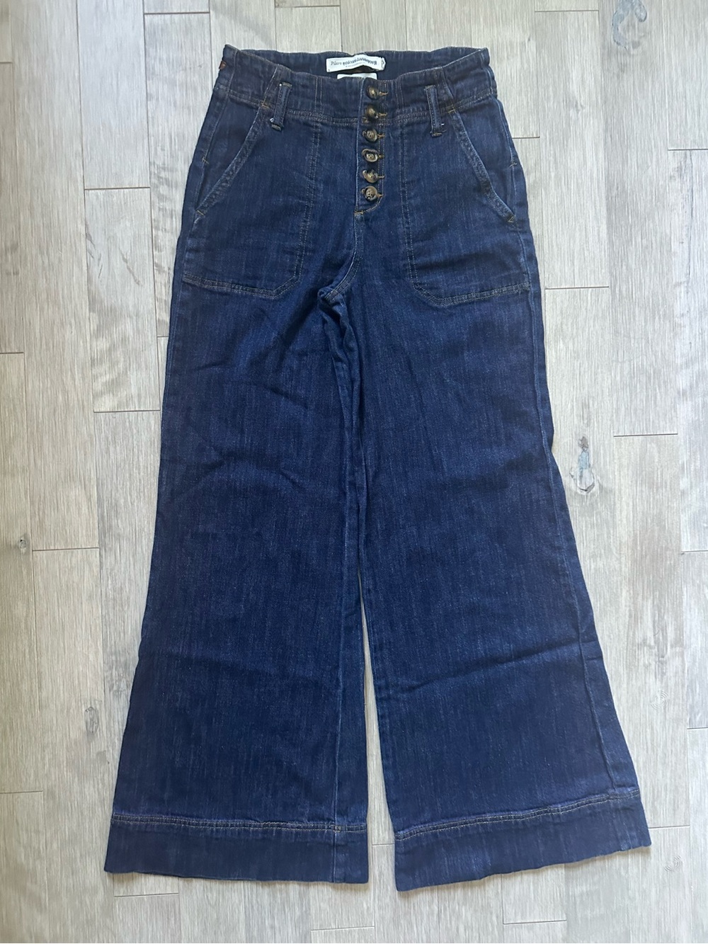 Pilcro and the Letterpress Wide-Leg High-Rise Jeans with Button Fly Size 25